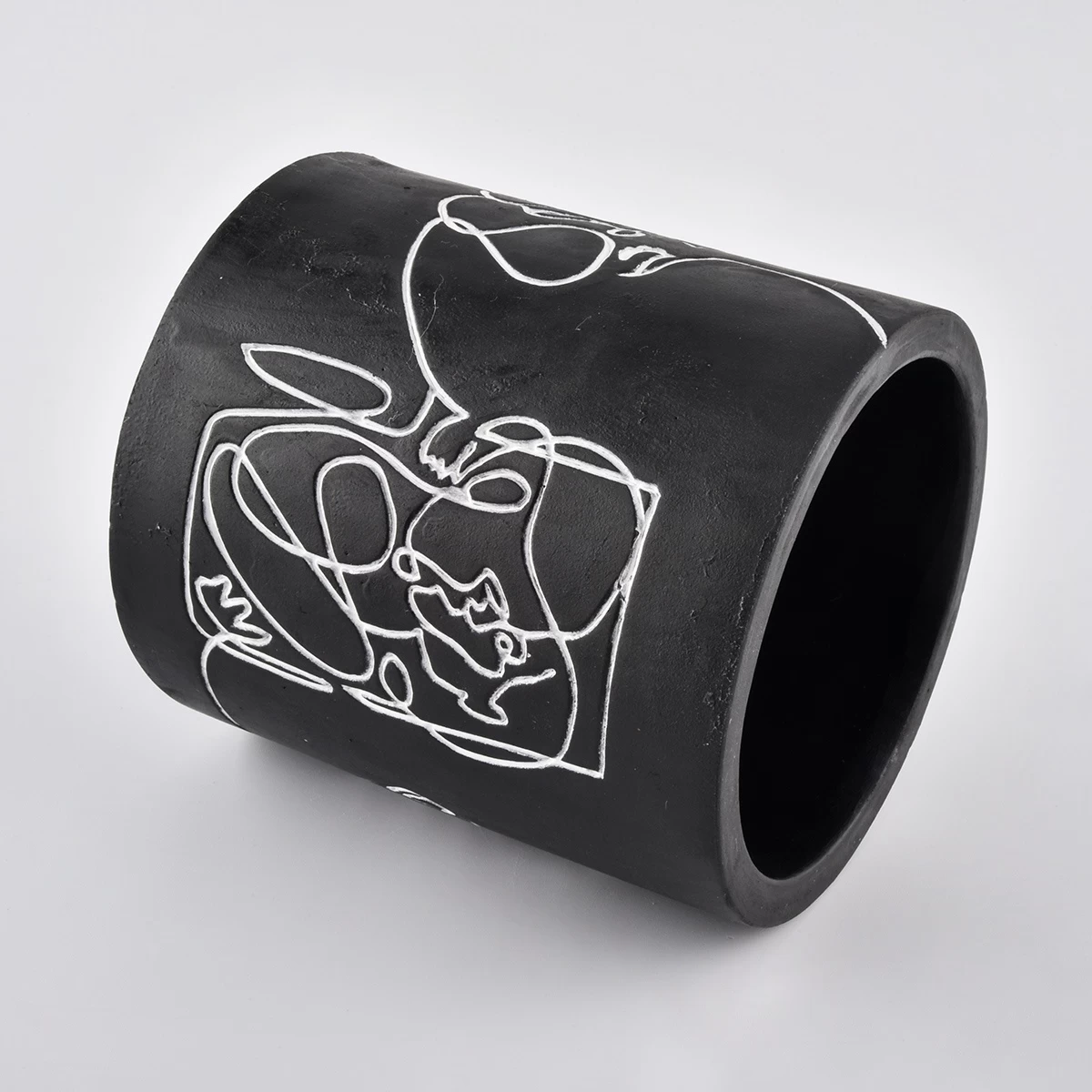 Love design black ceramic candle jar 10oz