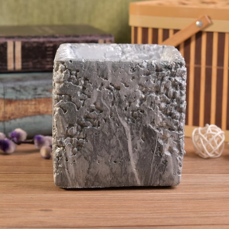 Square customized concrete candle jar for home decor