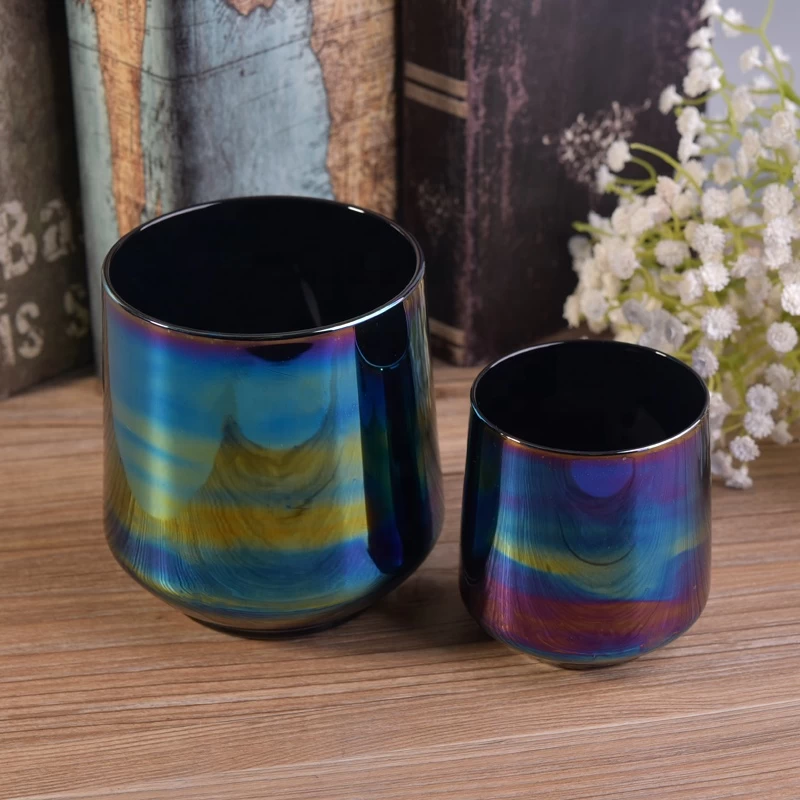 Electroplating iridescent glass jars for candle wholesales