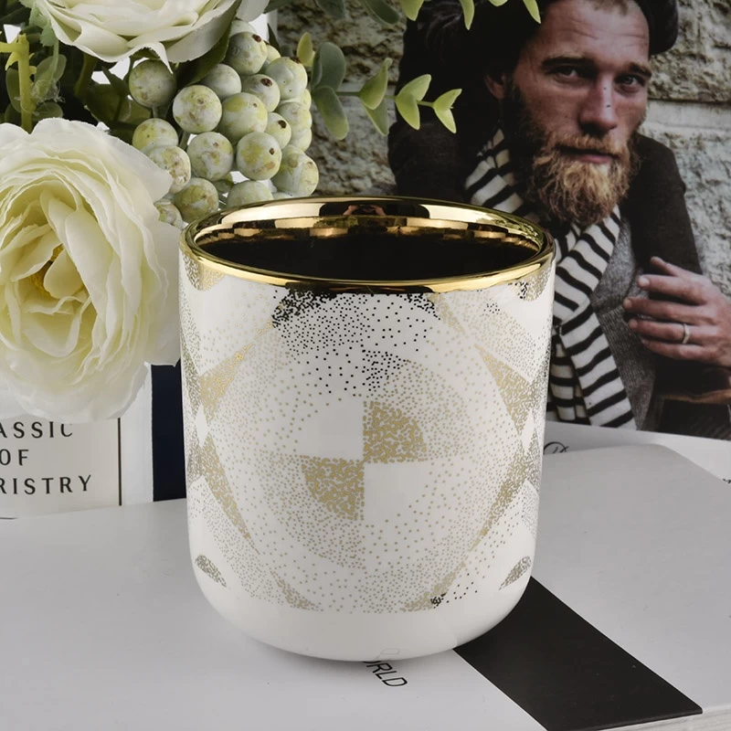 400ml luxury custom electroplated white ceramic candle holders
