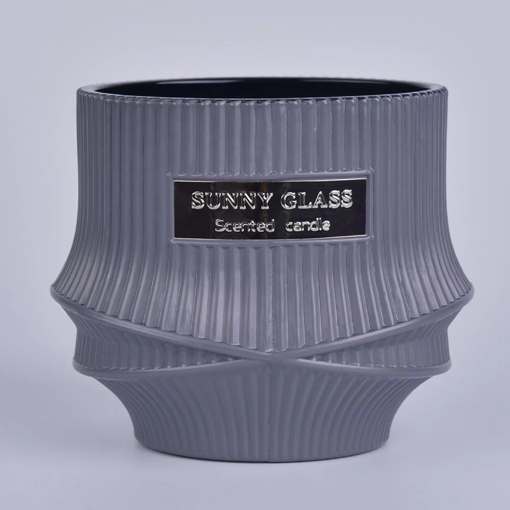 10oz 12oz 14oz Sunny grey matte luxury glass candle holder