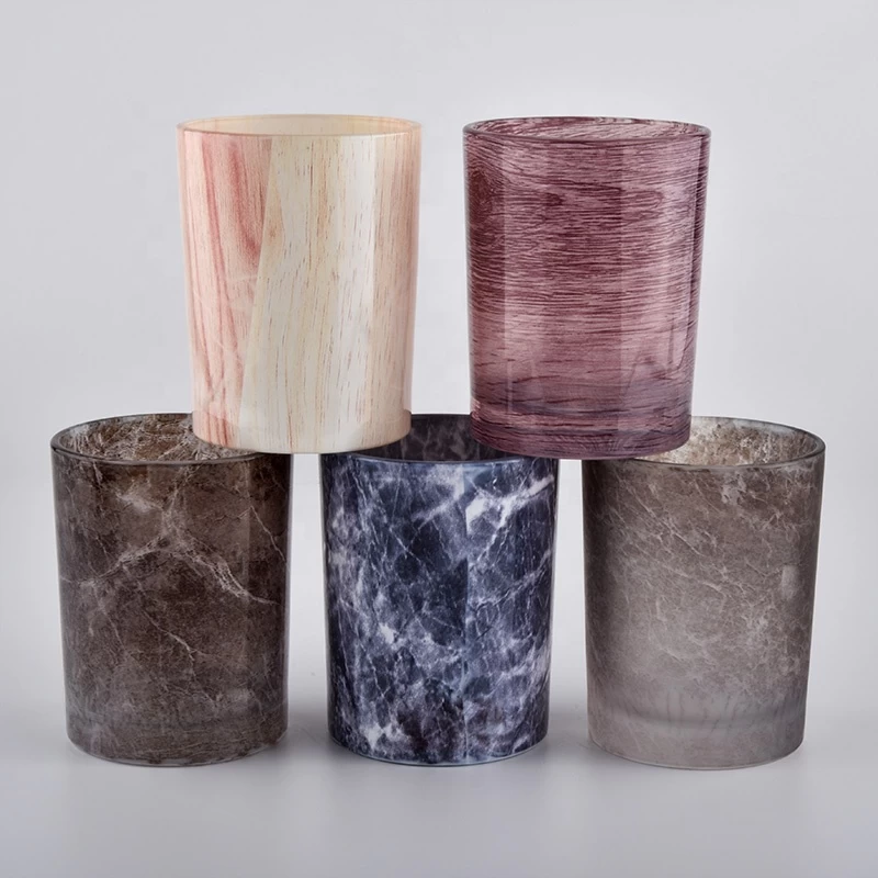 marble effect glass vessels for candles