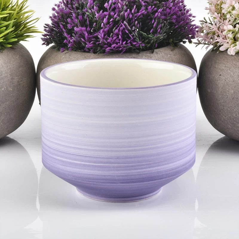 Unique gradient color ceramic candle holder wholesale home decor 10oz