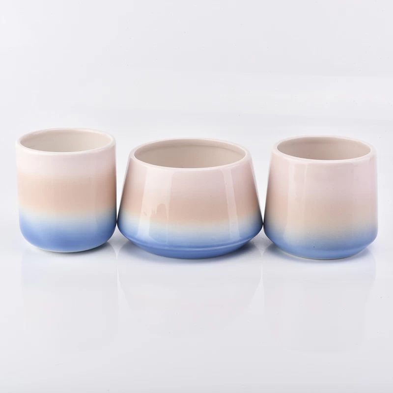 Rainbow gradual design ceramic jar 8oz round bottom