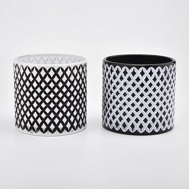 black  woven pattern glass candle jar wholesale