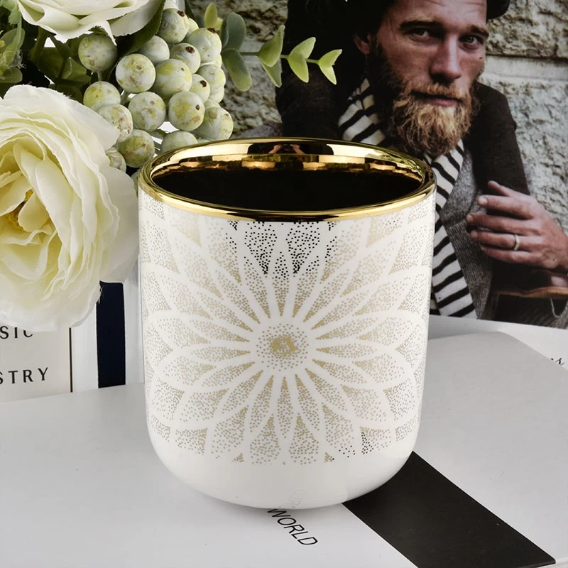Factory price luxury empty white ceramic candle vessel holders