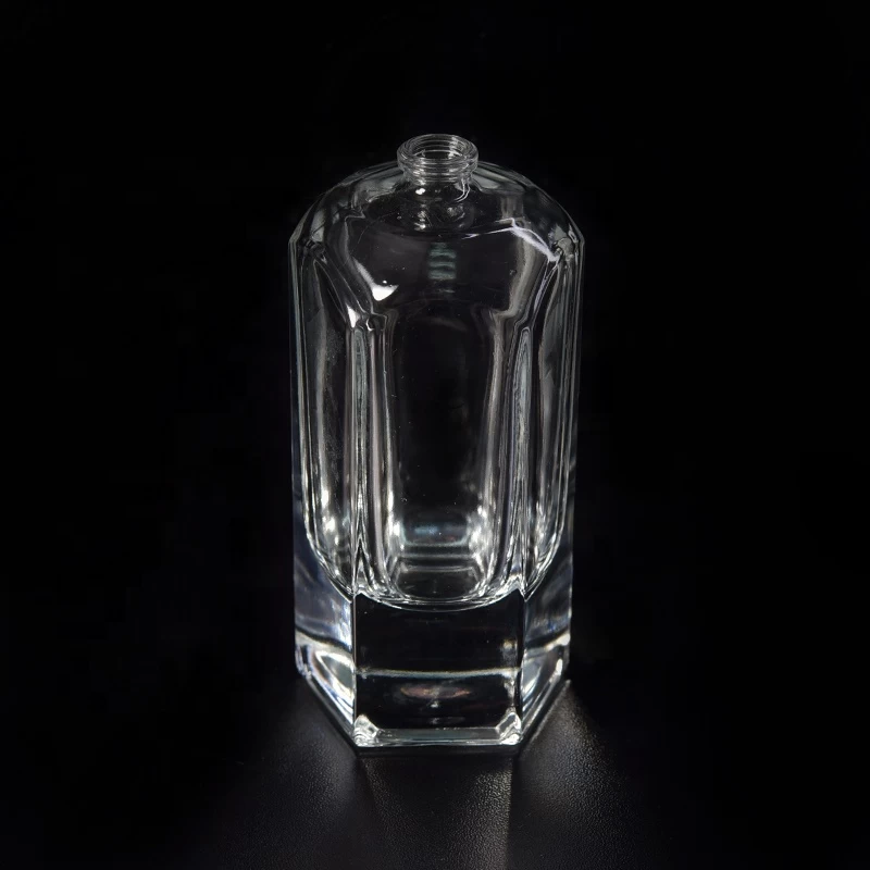 100ml ODM Transparent hexagon crystal glass container oil essential perfume spray bottles factory