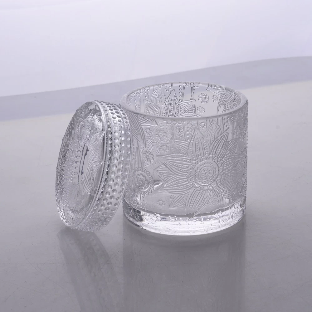 Hot sale lotus patent design empty plating laser candle glass holder with lid