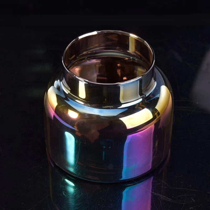 Handmade Electroplating iridescent jars for candle pillar glass candles vessels party decoration Use
