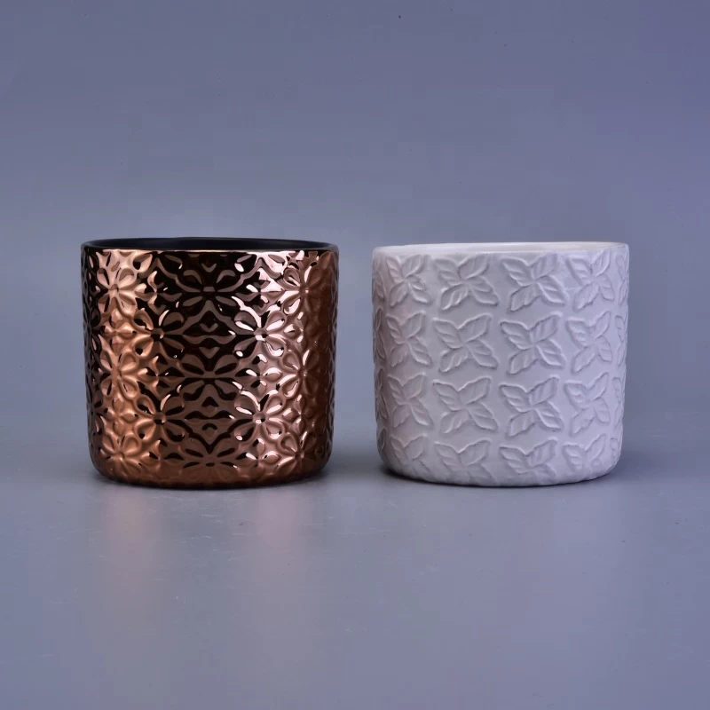 Customized unique decorative gold ceramic candle jars