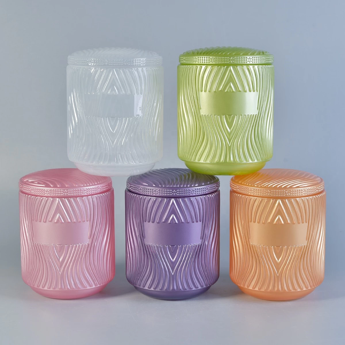Manufacturer logo printing cylinder glass candle jar with lids