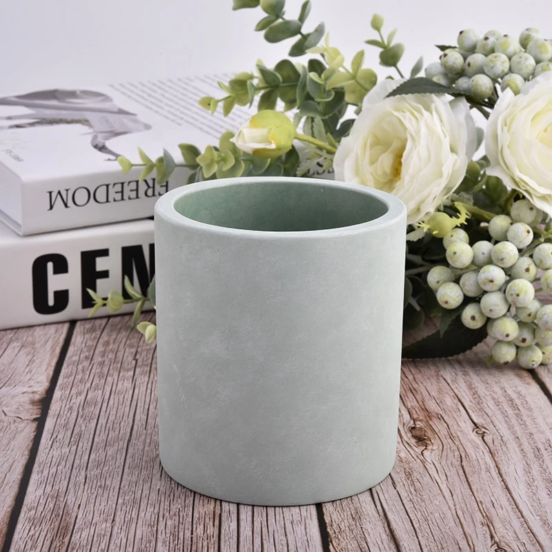 decorative green concrete candle bowl luxury empty candle concrete candle holders