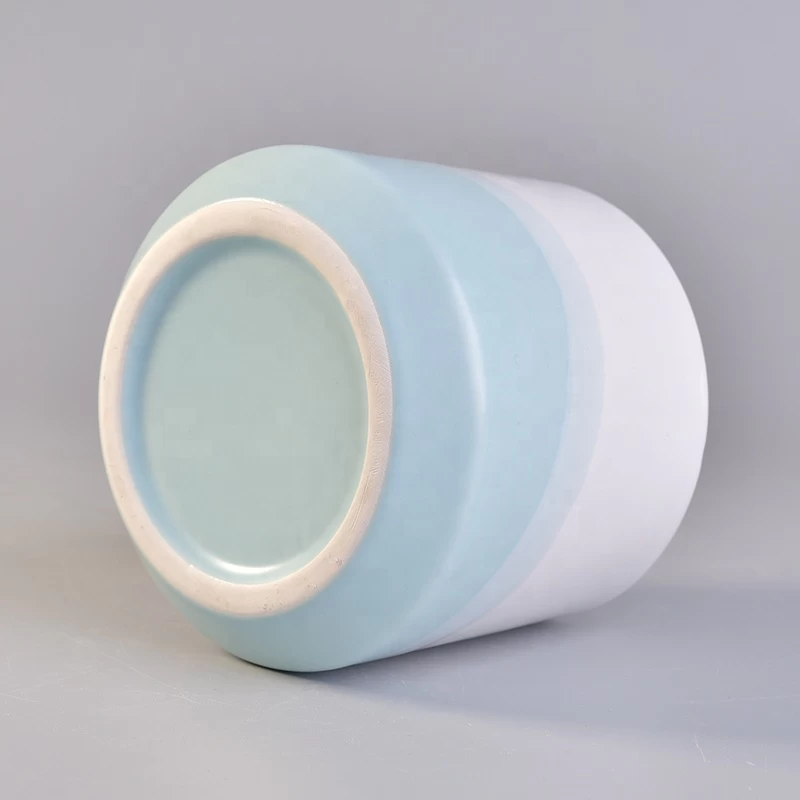 Sunny luxury blue custom logo ceramic candle jars with wood lid