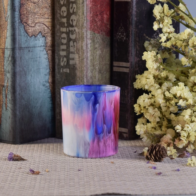Cylinder colored glass candle tumblers 200ml