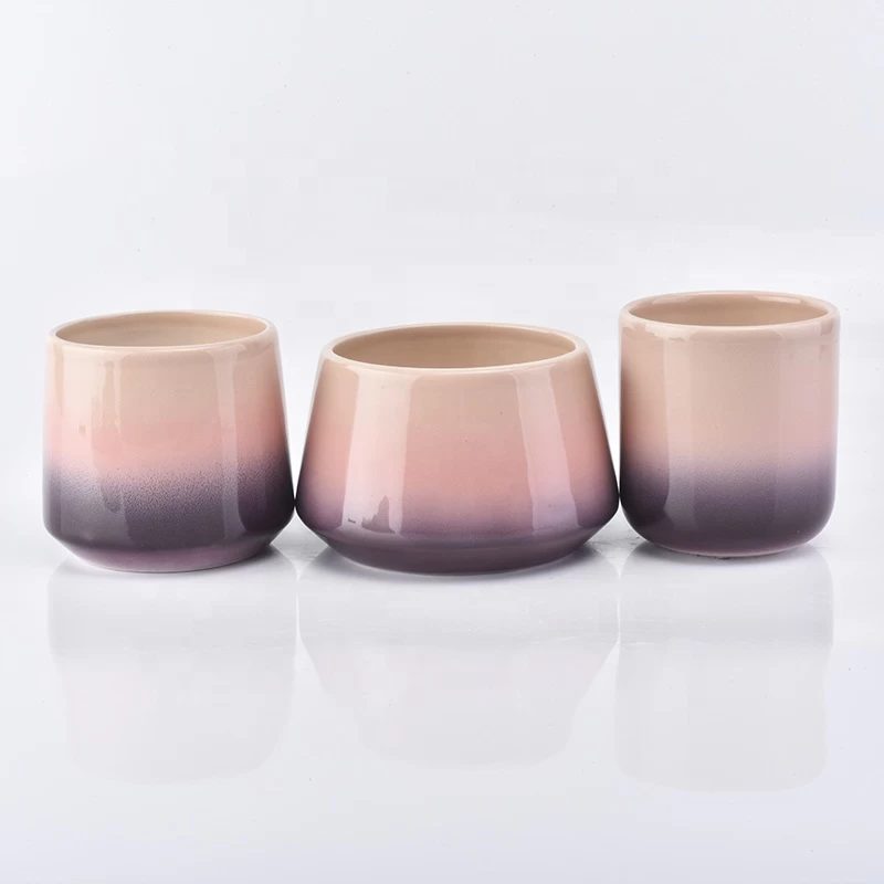 Luxury candle container ceramic iridescent candle vessel wholesales