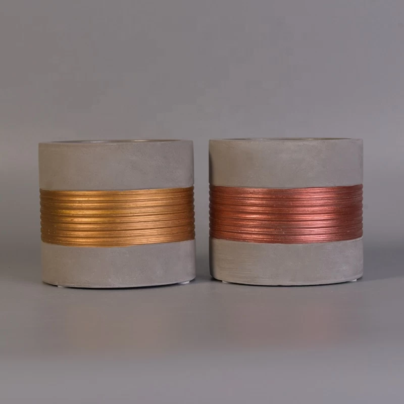 Cylinder luxury cement candle jar for home decor