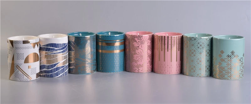 Sunny scent luxury design glod printing ceramic candle jars