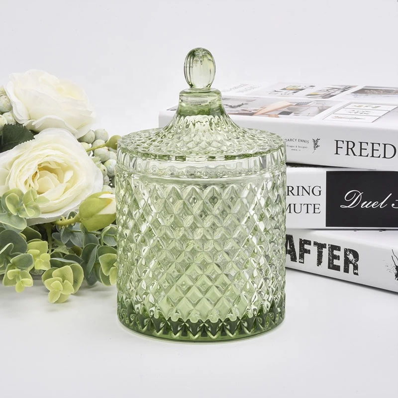 Hot sales luxury custom decorative glass candle holder with lid