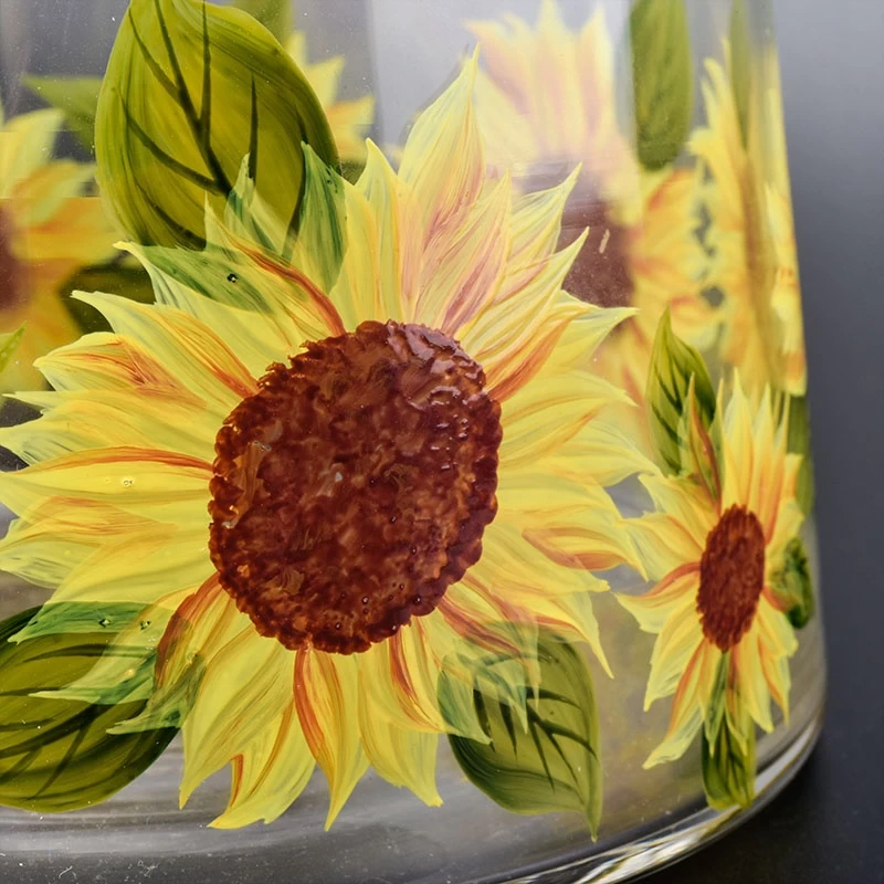 sunflower pattern 28oz candle glass holders