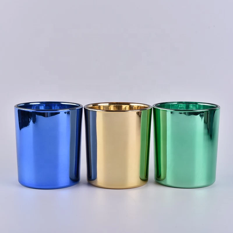 400ml Blue electroplating candle cup votive glass candle jar factory