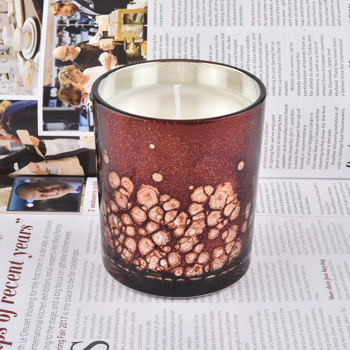 red electroplated bubble glass luxury candle containers with lid