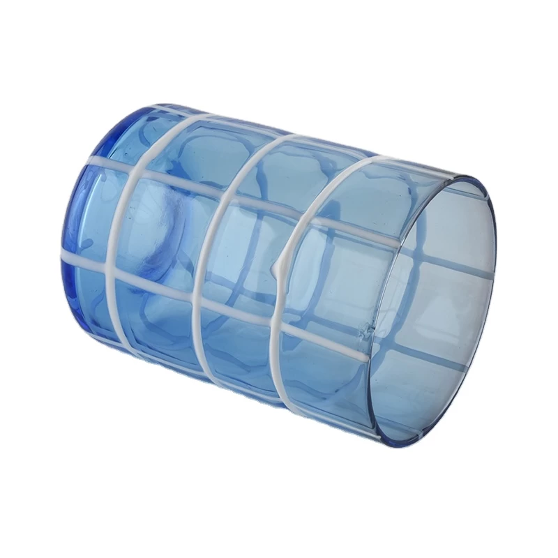 custom handmade glass grid line container for candle manufacturers