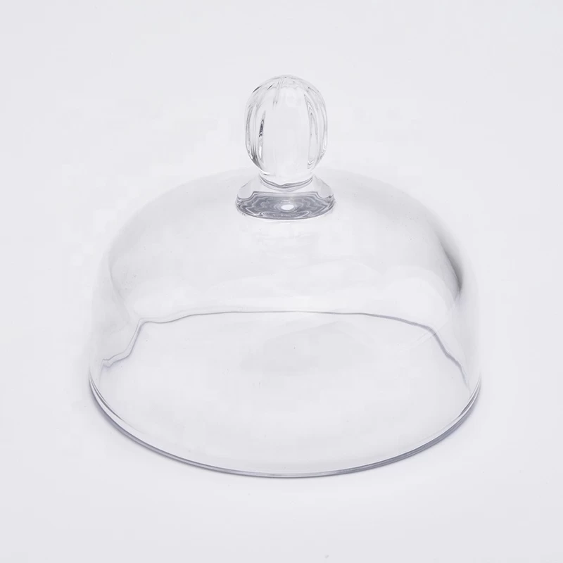 luxury clear crystal glass candle holder doom with glass lid