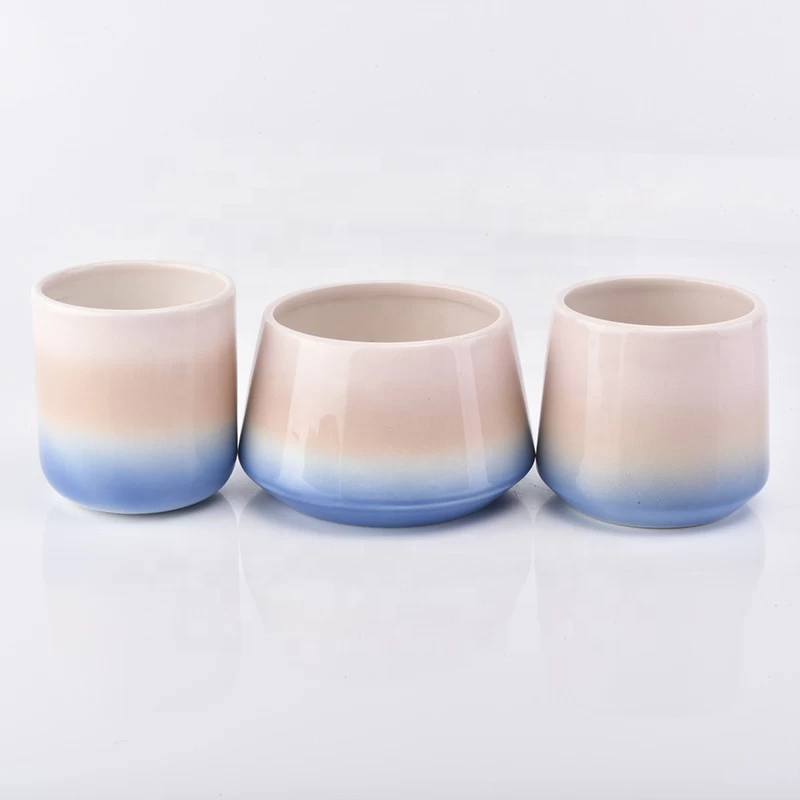 400ml Cylinder candle cup ceramic iridescent candle jars supplier