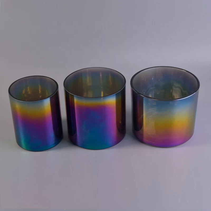Wholesales 6oz 8oz 10oz luxury iridescent custom glass candle holders