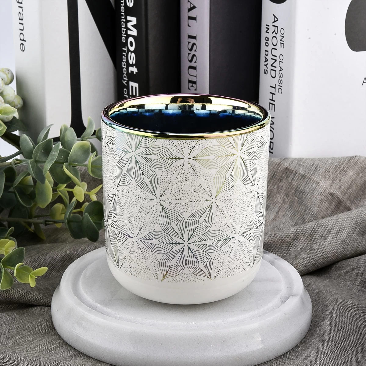 fancy decorative luxury ceramic jar candle container colorful candle jar