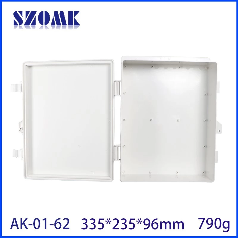 Outdoor Hinged Weatherproof Plastic Project Box Elelctronics PCB Junction Housing Control Box AK-01-62 335*235*96mm