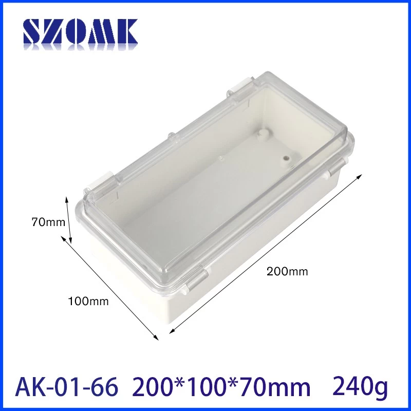 Wall Mountable SZOMK Clear Cover Hinged Weatherproof Plastic Outdoor  Electronics Box ABS Plastic Waterproof Box