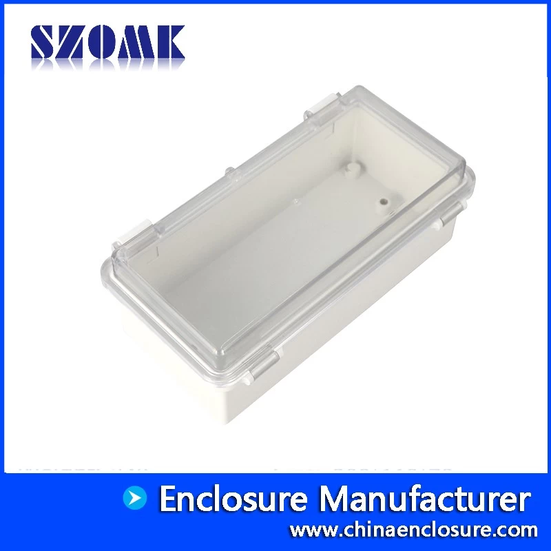 porcelana Caja de plástico resistente a la intemperie con bisagras para montaje en pared SZOMK, caja de plástico ABS resistente al agua, AK-01-66 200*100*70mm fabricante