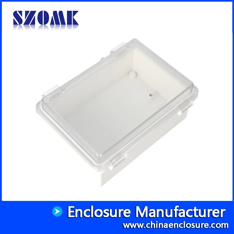 porcelana SZOMK cubierta transparente carcasa impermeable carcasa de instrumentos electrónicos con bisagras caja de plástico para exteriores AK-01-70 170*120*72mm fabricante
