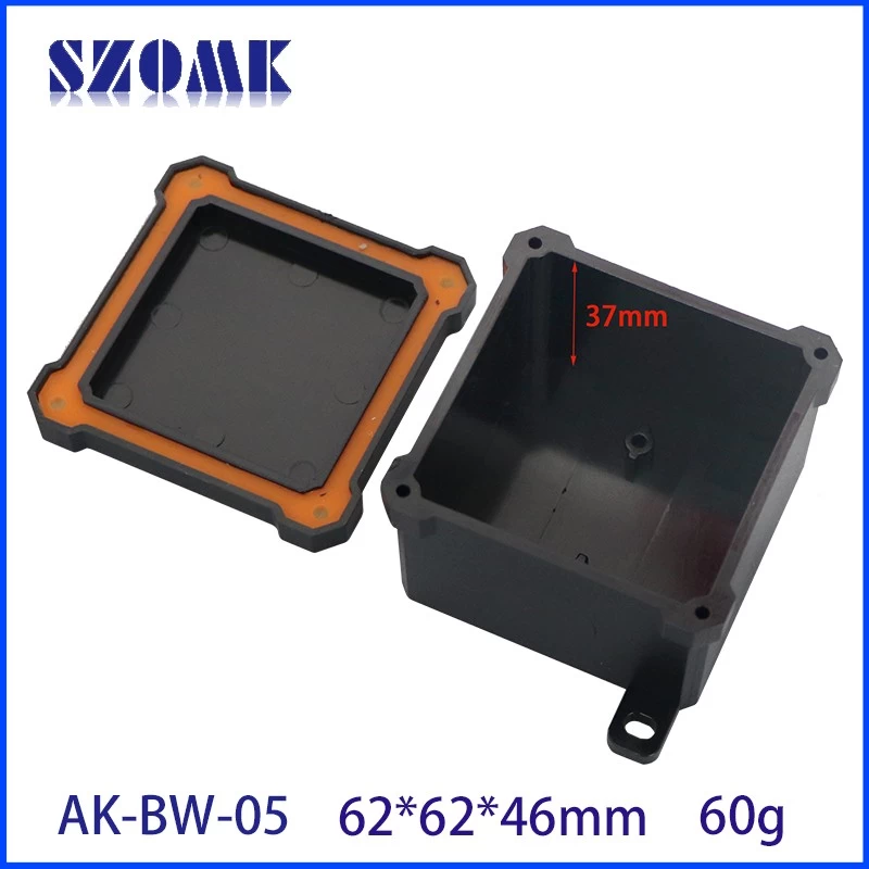Black IP68 Waterproof Wall Mount Enclosure Junction Box Plastic Instrument Housing for Cable Connection AK-BW-05 62*62*46mm