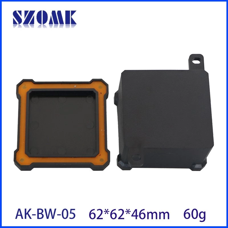Black IP68 Waterproof Wall Mount Enclosure Junction Box Plastic Instrument Housing for Cable Connection AK-BW-05 62*62*46mm