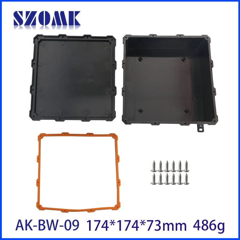 PC Material Black Weatherproof Enclosure for PCB SZOMK Waterproof Outdoor Plastic Instrument Housing Box AK-BW-09 174*174*73mm