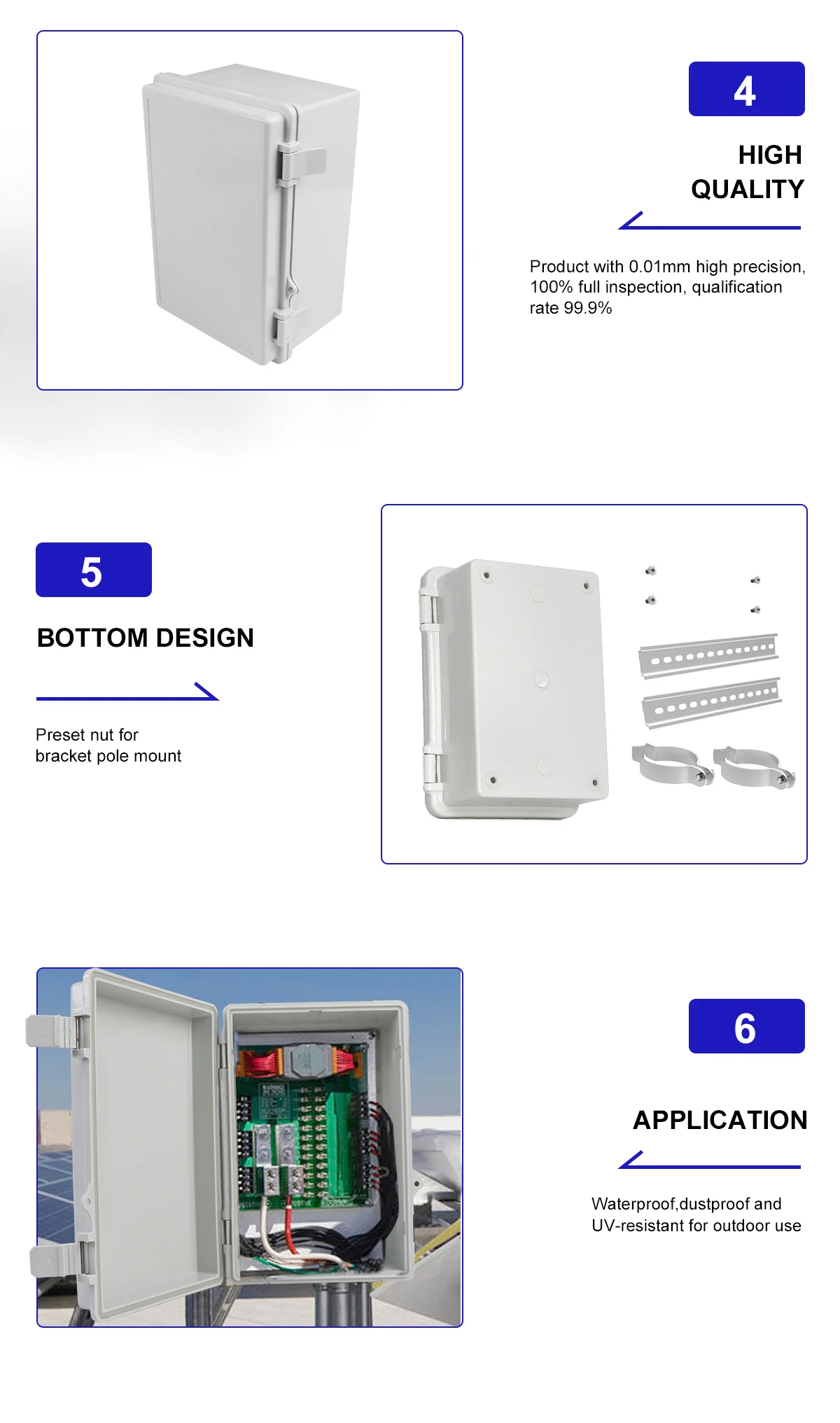 IP65 Waterproof Outdoor Electrical Junction Box – Hinged ABS Project Enclosure (Gray)
