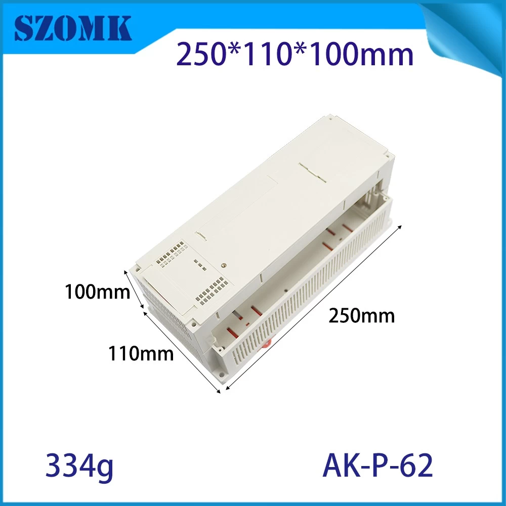중국 250*110*100mm AK-P-62 PLC 산업 제어 상자 DIN 레일 섀시 계기 컨트롤러 하우징 양면 배출구 PLC Enclosure 제조업체