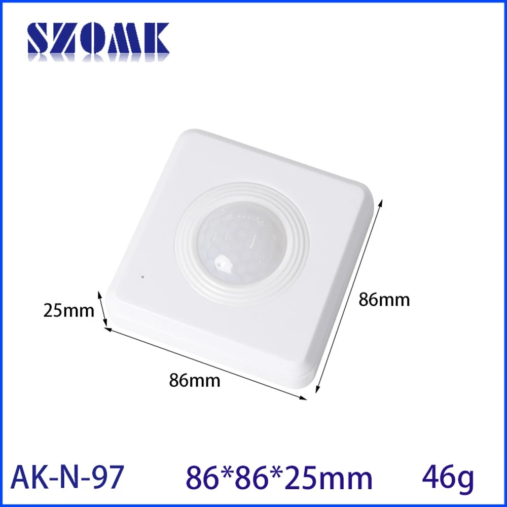 中国 86*86*20mm AK-N-97ウォールライトスイッチモーションライトセンサー赤外線モーションセンサーABSプラスチックボタンエンクロージャー メーカー