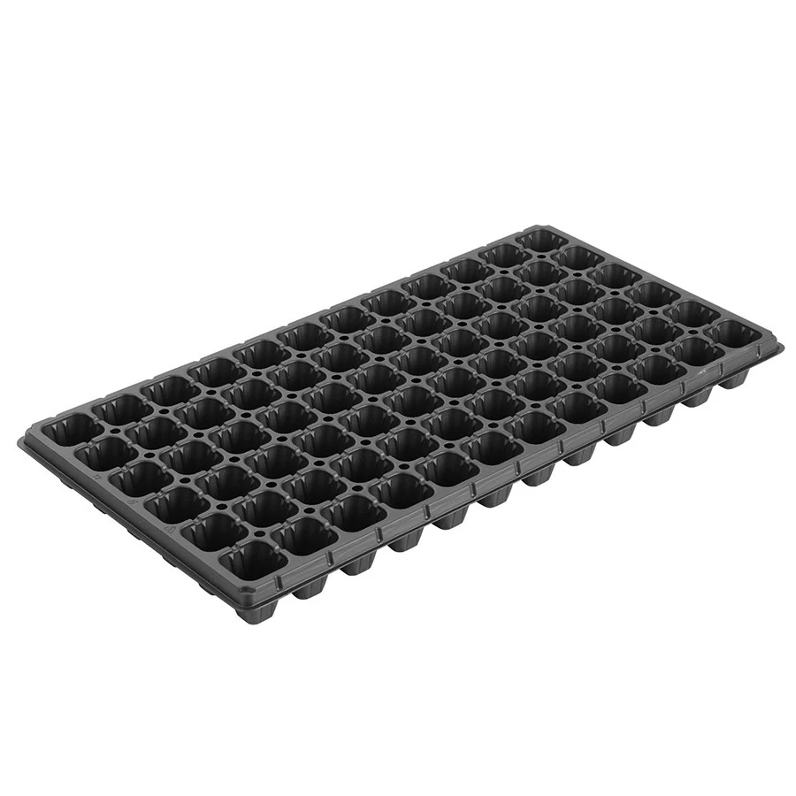 China 72 Cells Cheap Tomato Broccoli Squash Eggplant Black PS Plastic Indoor Seedling Starting Trays manufacturer