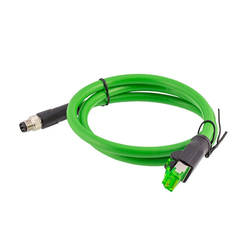 M8 4 pin female D-coding connector rj45 cable