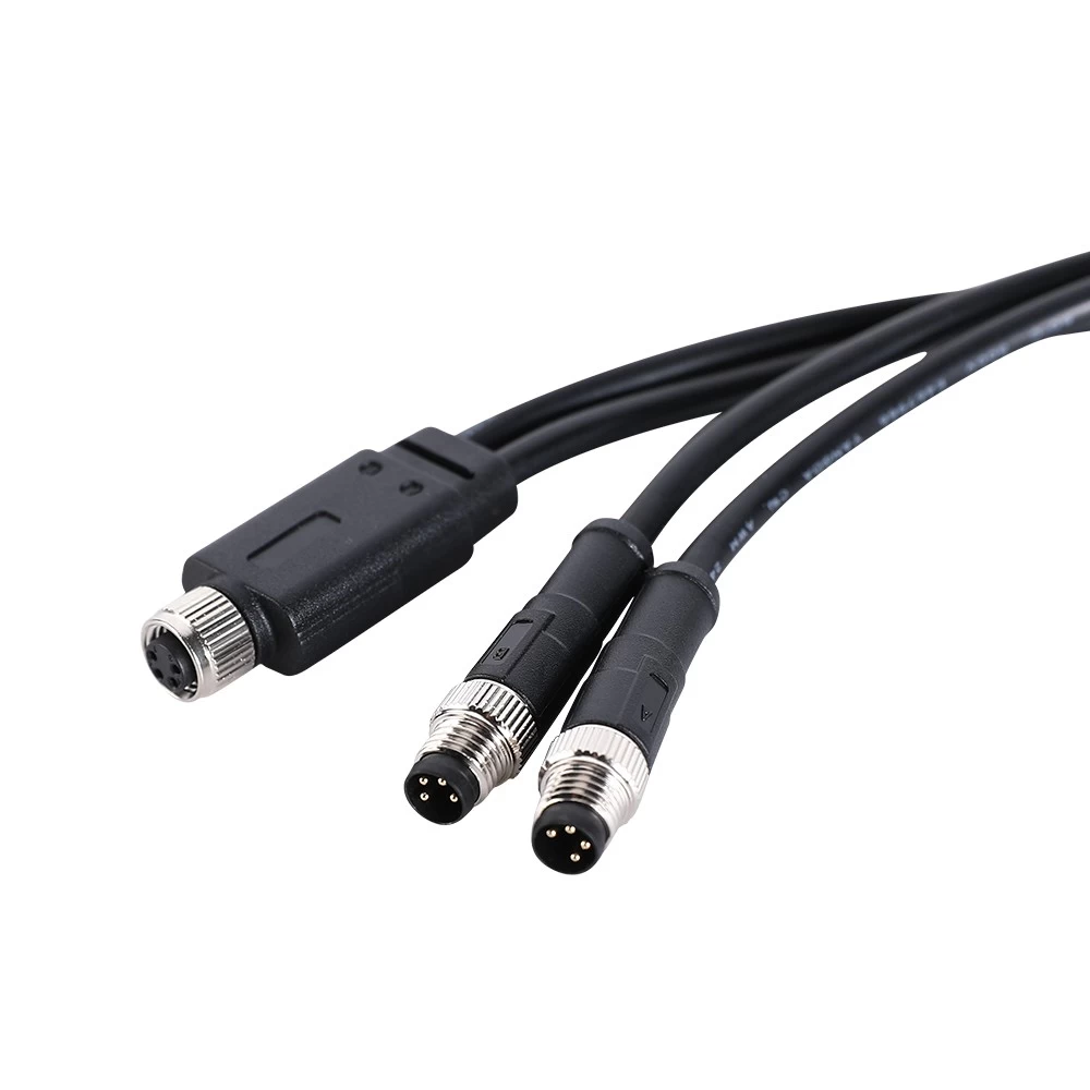 M8 3 4 5 pin male to dual female Y-Splitter cable