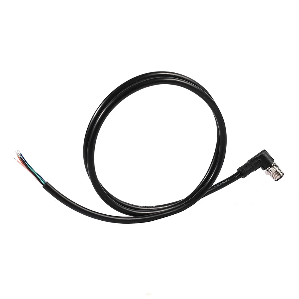 China M12 8 pin right angle male shielded cable pur black manufacturer