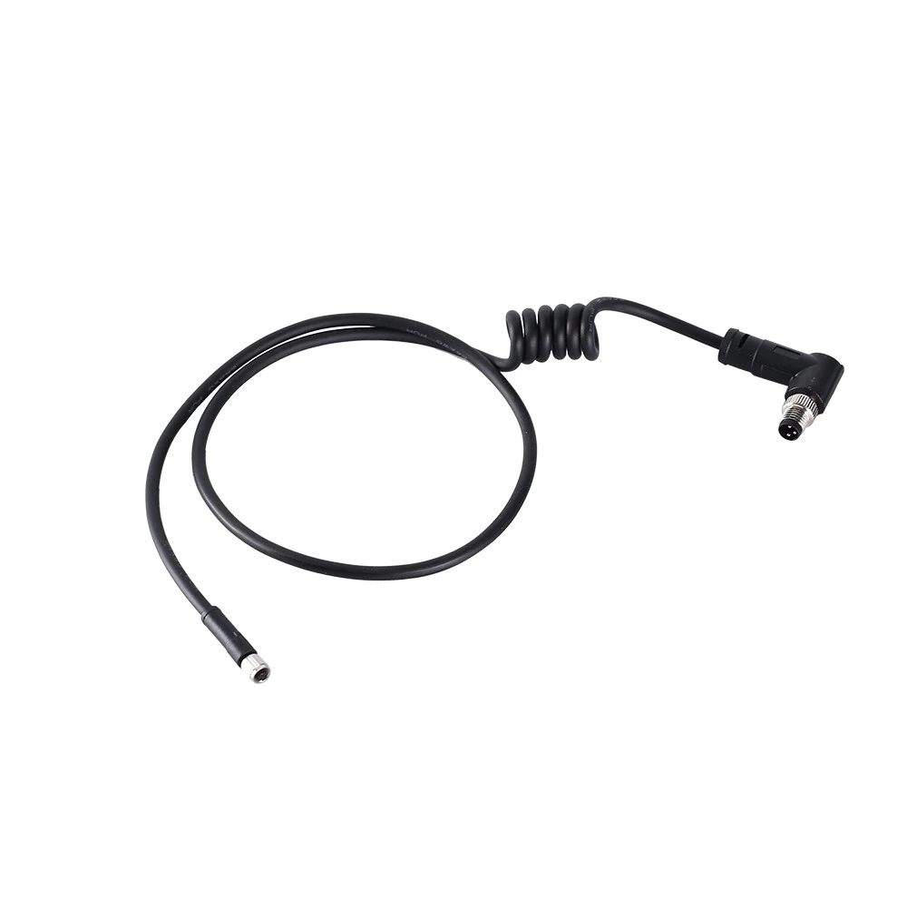 M8 3-pin male right angle spiral cable