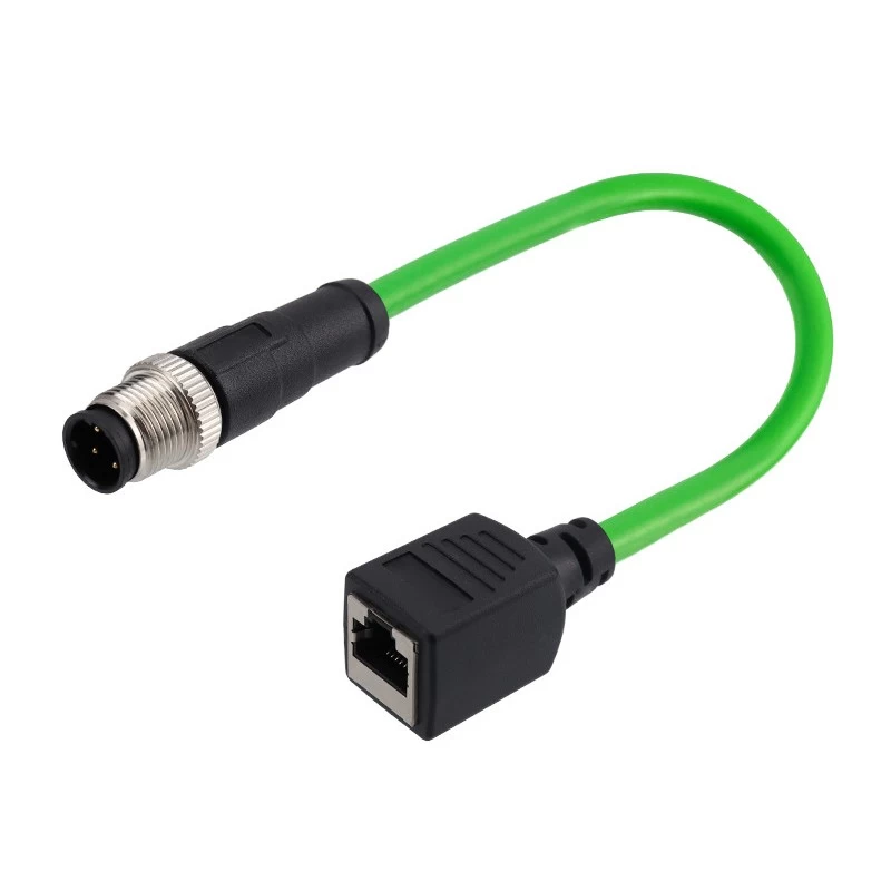 China M12 4 pole male to RJ45 female Cable green manufacturer