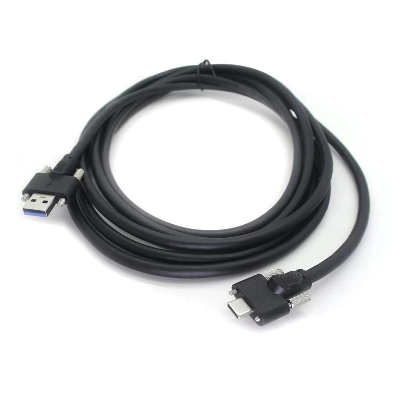 China USB 3.0 A male to USB type-C screw locking cable manufacturer