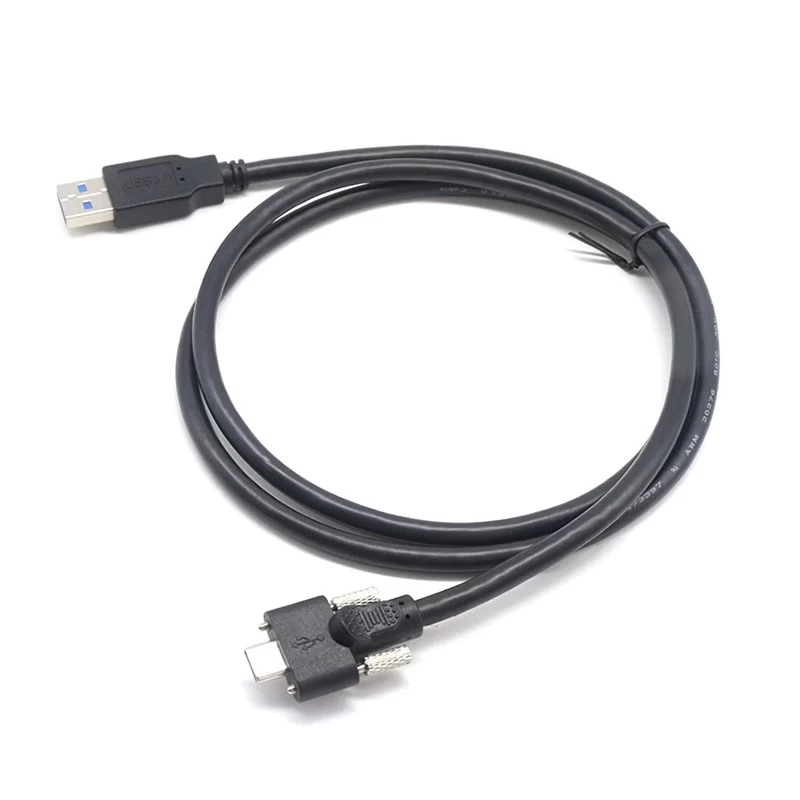 China USB-C male panel mount screw locking cable manufacturer