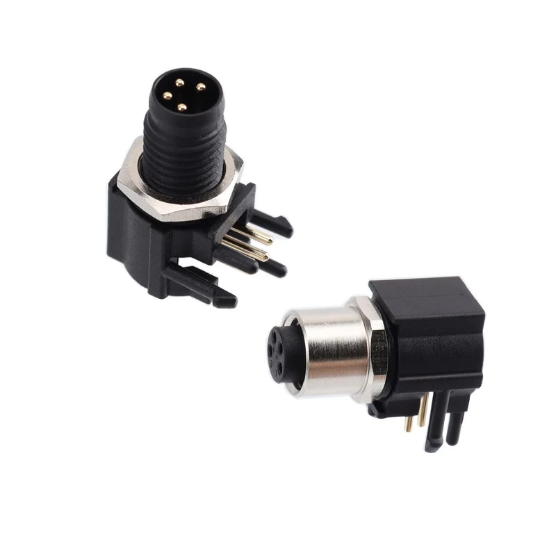 M8 4 pin male or female plastic right angle pcb connector