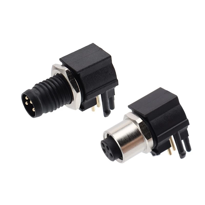 M8 4 pin male or female plastic right angle pcb connector